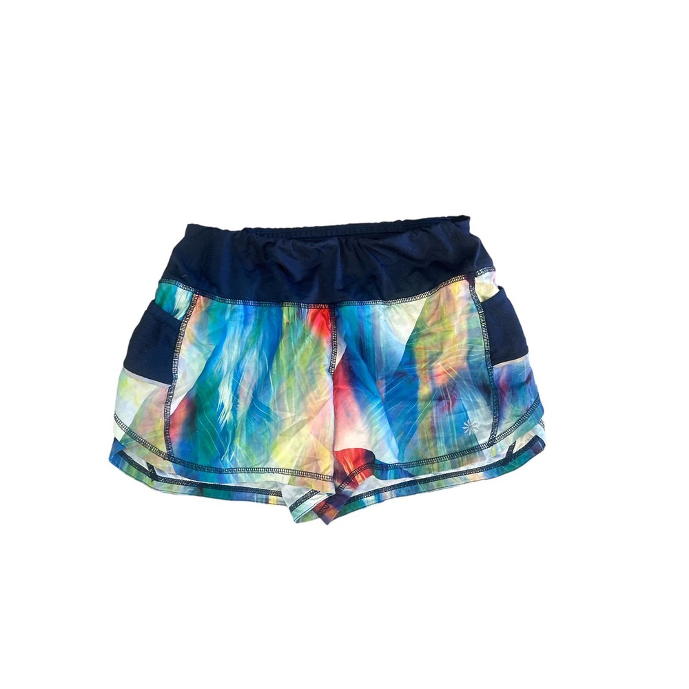 Women XS Athleta 228702 Tropea Ready Set Shorts Lined Running Tie Dye Colorful
